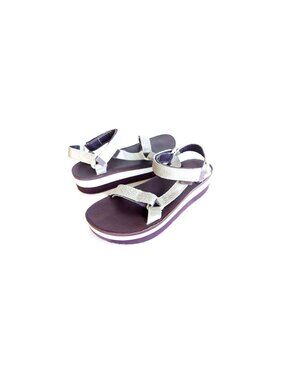 TEVA Platform Sandals Silver Purple Flatforms Womens size 10